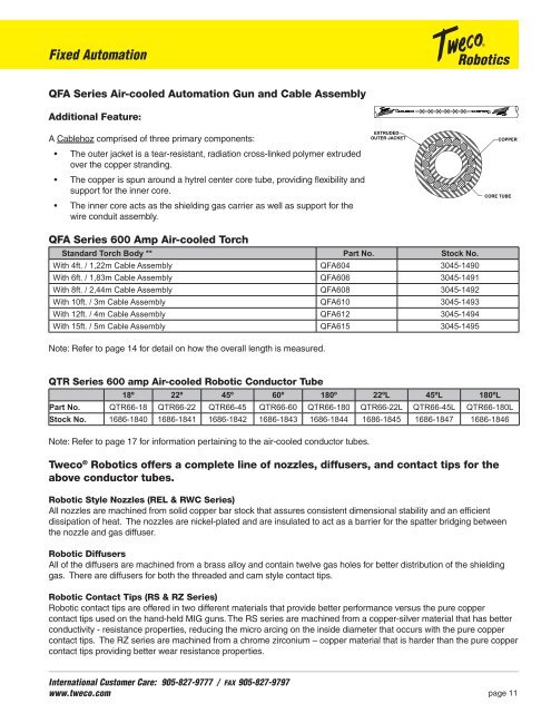 Fixed Automation Arc Welding Equipment and Consumables