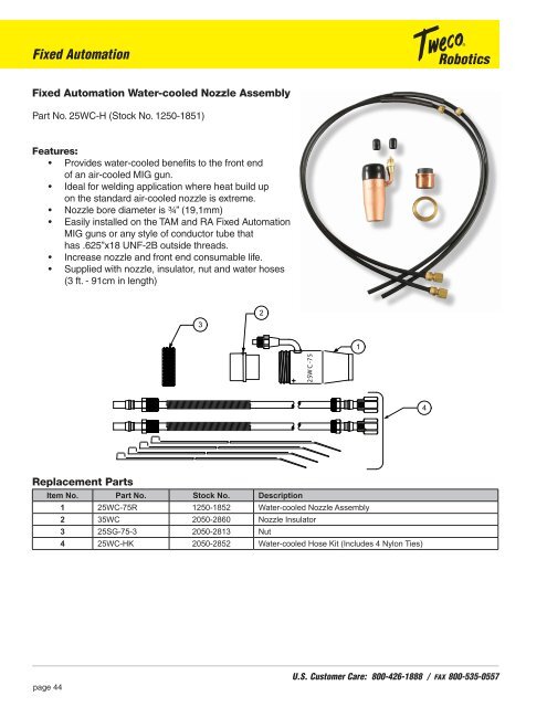 Fixed Automation Arc Welding Equipment and Consumables