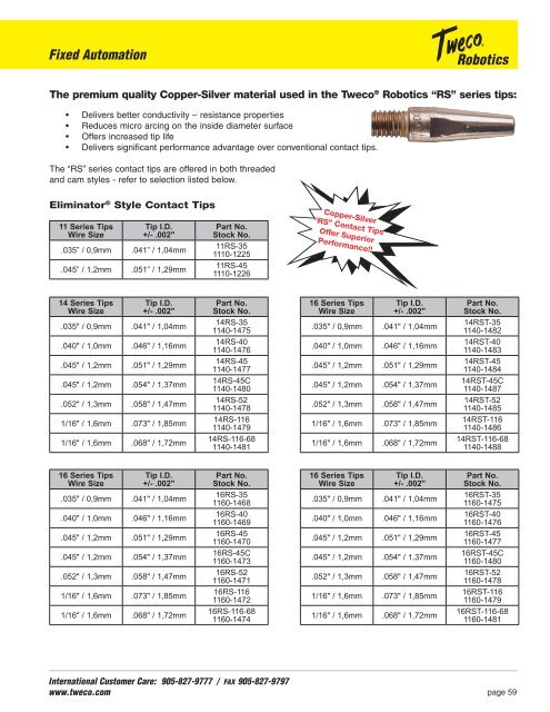 Fixed Automation Arc Welding Equipment and Consumables