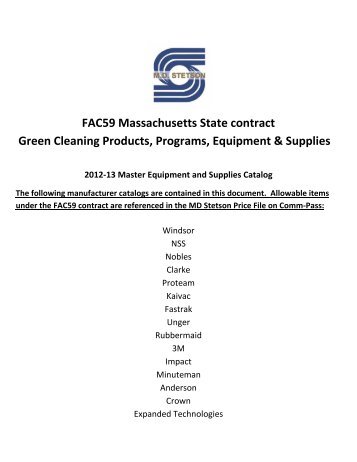 the Master Equipment and Supplies catalog in PDF ... - MD Stetson