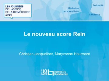 Le nouveau score Rein