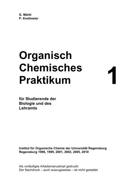 Organisch Chemisches Praktikum für Studierende der Biologie und ...