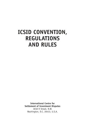 icsid convention, regulations and rules - International Centre for ...