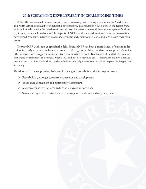 Near East Foundation 2012 Annual Report