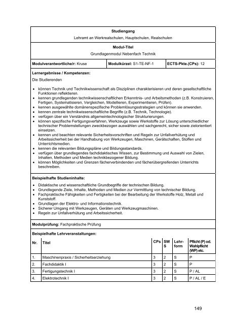 Modulhandbuch - Pädagogische Hochschule - Schwäbisch Gmünd