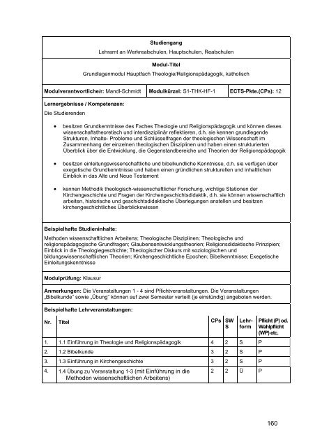 Modulhandbuch - Pädagogische Hochschule - Schwäbisch Gmünd