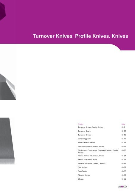 Turnover Knives Profile Knives Knives