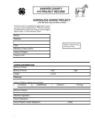 SAWYER COUNTY 4-H PROJECT RECORD HORSELESS HORSE PROJECT