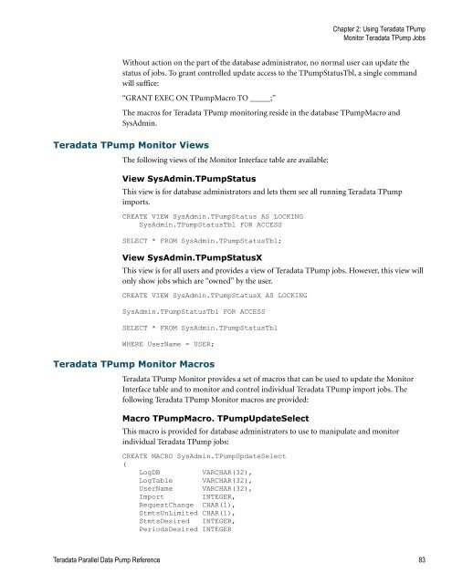 Teradata Parallel Data Pump