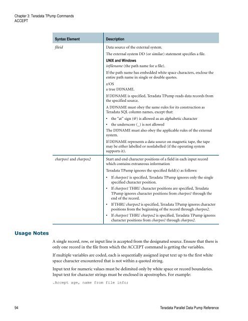 Teradata Parallel Data Pump