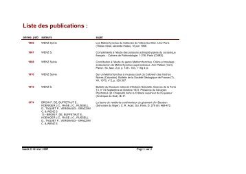 Liste des publications