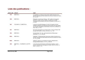 Liste des publications