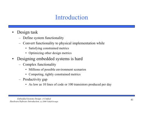 Hardware/Software Introduction Chapter 1 Introduction