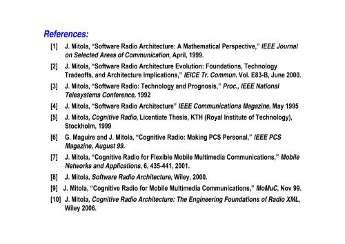 Software Radio Software Defined radio and Cognitive radio