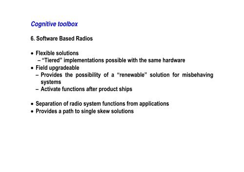 Software Radio Software Defined radio and Cognitive radio