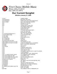 Our Current Songlist - First Choice Mobile Music