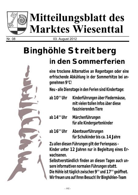 Mitteilungsblatt des Marktes Wiesenttal - Markt Wiesenttal