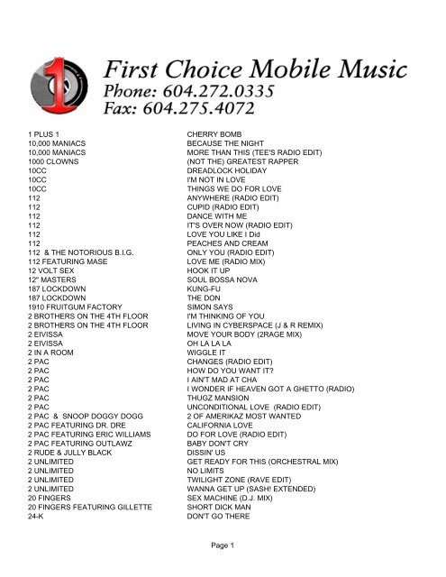 1 plus 1 cherry bomb - First Choice Mobile Music
