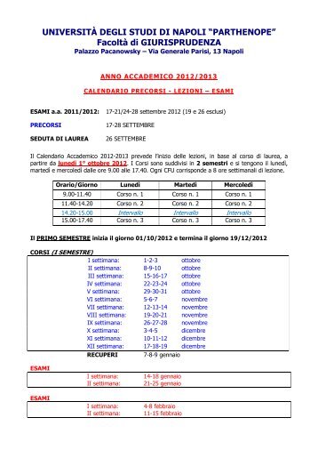 UNIVERSITÀ DEGLI STUDI DI NAPOLI “PARTHENOPE” Facoltà di GIURISPRUDENZA