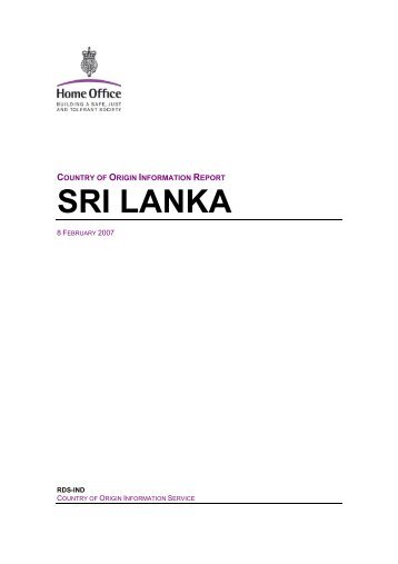 Country of origin information report Sri Lanka January 2007 - ecoi.net