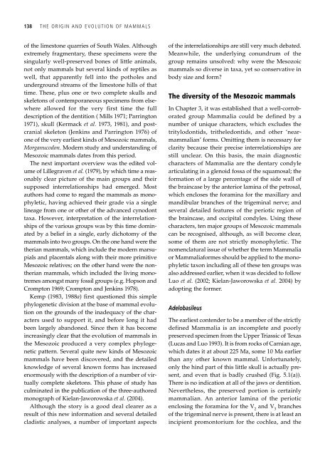 The Origin and Evolution of Mammals - Moodle