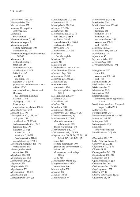 The Origin and Evolution of Mammals - Moodle