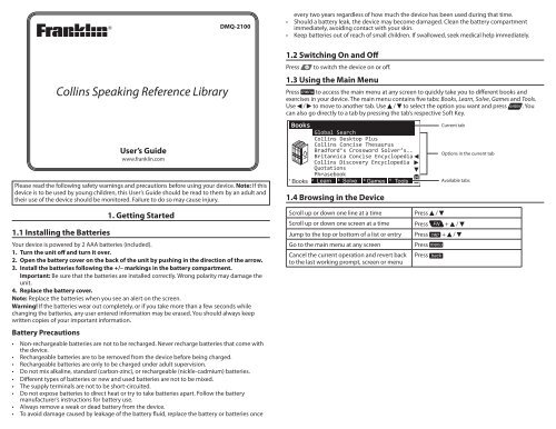 Collins Speaking Reference Library - Franklin Electronic Publishers