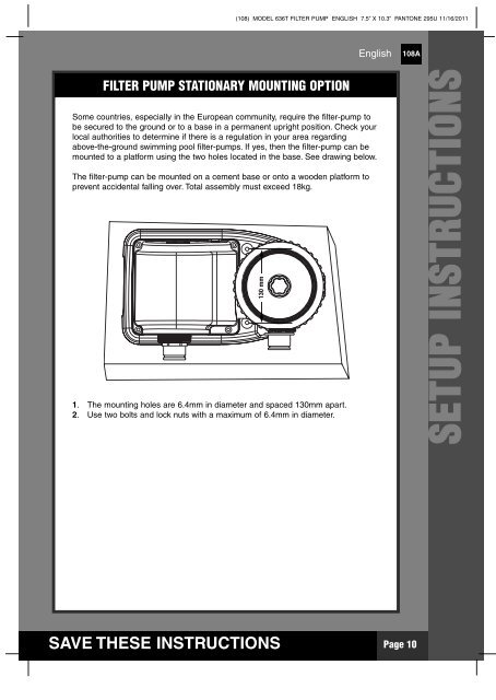 save these instructions - Intex Development Company Limited