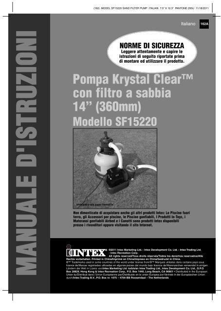 Pompa Krystal Clear Con Filtro A Sabbia 14 360mm Steinbach