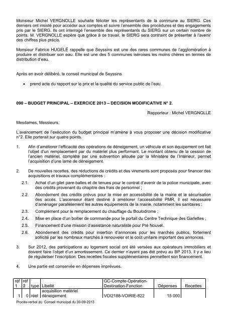 PROCÃS-VERBAL des DÃLIBÃRATIONS Conseil Municipal de la ...