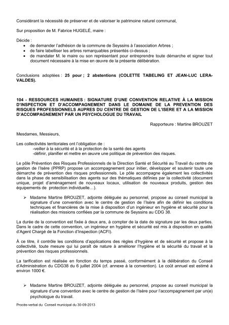 PROCÃS-VERBAL des DÃLIBÃRATIONS Conseil Municipal de la ...