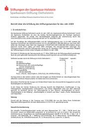 Stiftungen der Sparkasse Holstein Sparkassen-Stiftung Ostholstein
