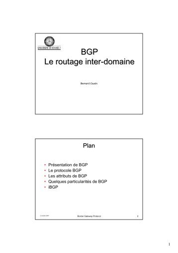 BGP Le routage inter-domaine  - Irisa