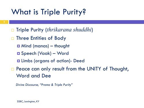 AND THE TRIPLE PURITY