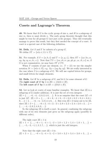 Cosets and Lagrange’s Theorem