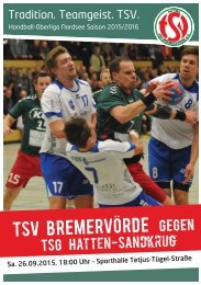 Hallenheft TSV Bremervörde gegen TSG Hatten-Sandkrup am 26.09.2015