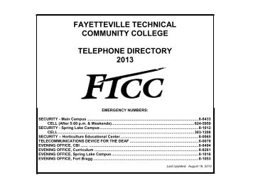 alphabetical listing of employees - Fayetteville Technical Community ...