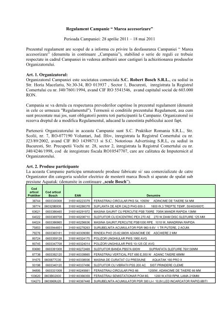 Regulament Campanie V2 Scule Electrice Bosch Pentru MeaÃ¿teri