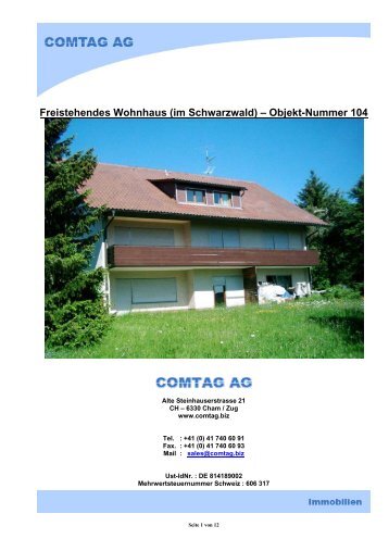 Freistehendes Wohnhaus (im Schwarzwald) – Objekt-Nummer 104