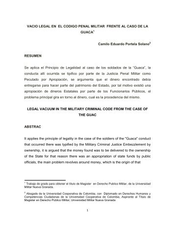 VACIO LEGAL EN EL CODIGO PENAL MILITAR FRENTE AL CASO ...