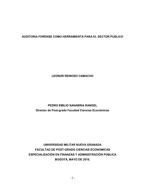 la auditoria forense como un nuevo proceso de fiscalizaciÃ³n, control ...