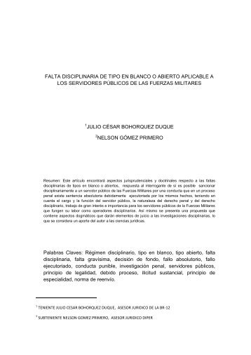 Elementos de juicio para la decisiÃ³n de una investigaciÃ³n por falta ...