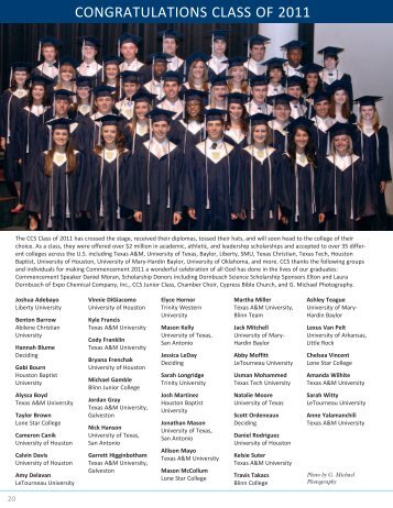 CoNGRaTUlaTIoNS ClaSS of 2011