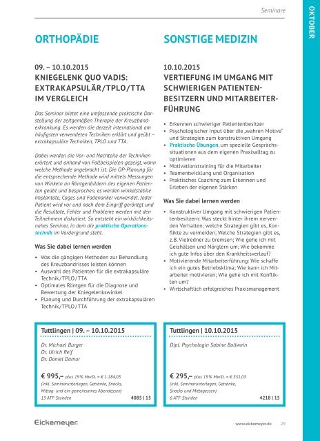 Eickemeyer Seminarmagazin PLUS 04/15