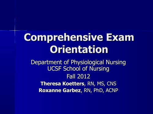 Comprehensive Exam Orientation