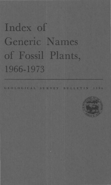 Generic Names of Fossil Plants, 1966-1973
