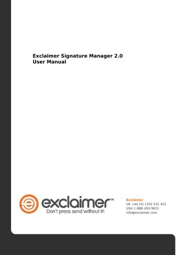 Exclaimer Signature Manager 2.0 User Manual