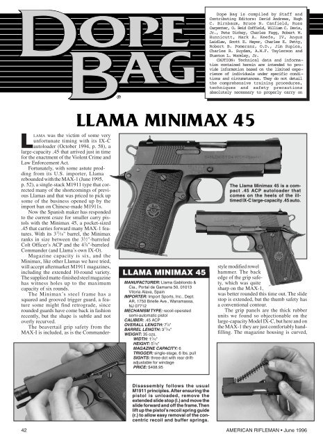 Llama Small Frame Pistol Disconnector w/ Cocking Piece 