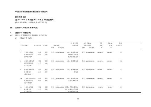 中国国际海运集装箱（集团）股份有限公司2013 年半年度报告