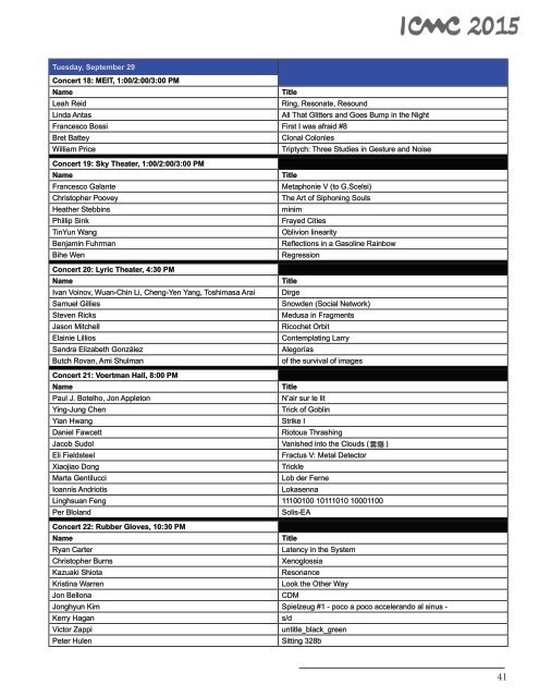 Conference program 41 International Computer Music Conference